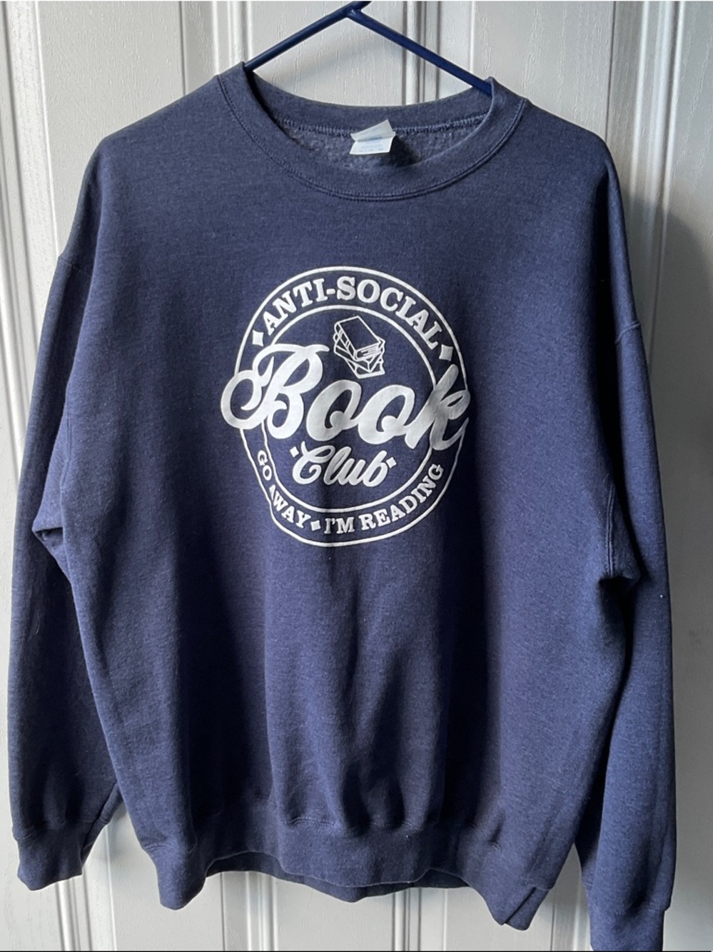Navy Anti-Social Book Club Graphic Long Sleeve Sweatshirt